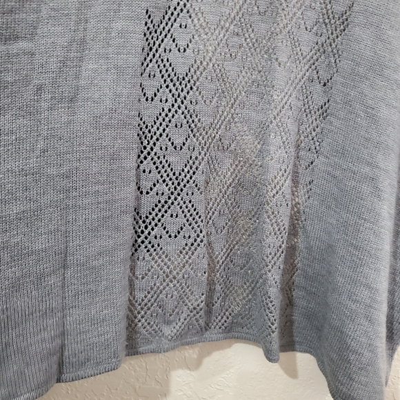 Dillard's Grey Open Gray Crochet Knit Open Cardigan One Size - Picture 8 of 9